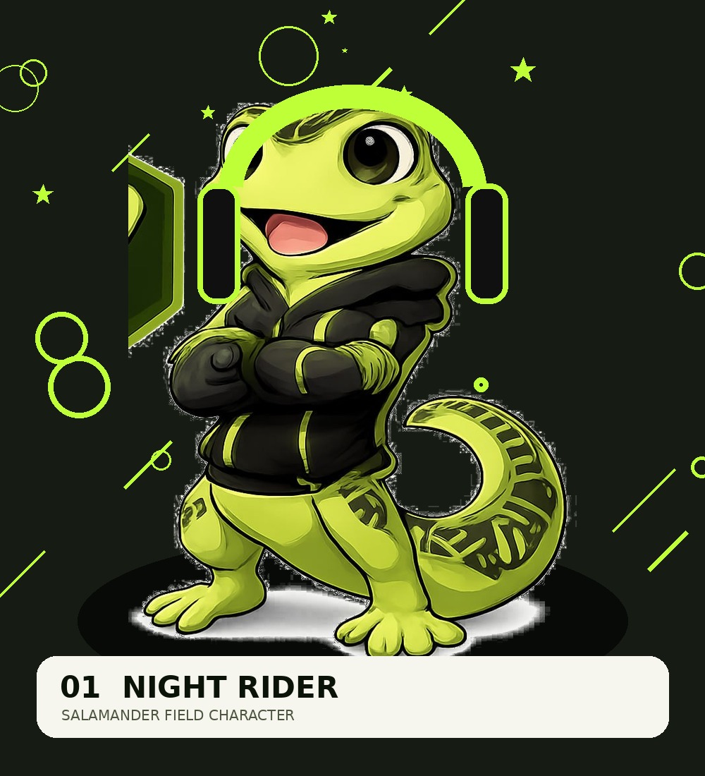 Salamander Night Rider with headphones