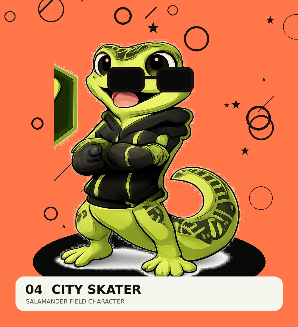Salamander City Skater with glasses